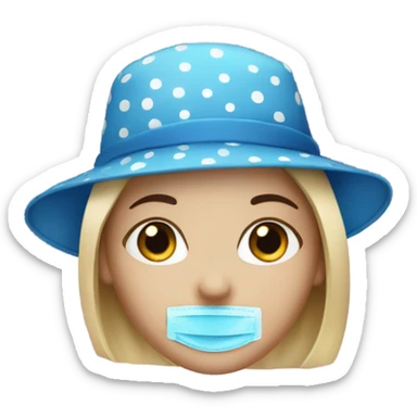 clean girl with blue face mask and polkadot black hat  sticker