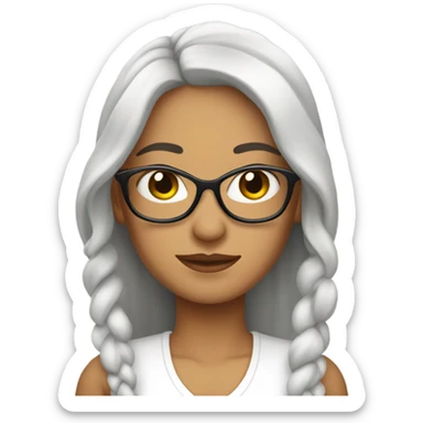 blanca con pelo largo  con trenzas y gafas sticker