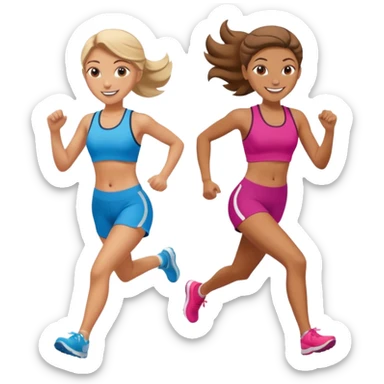 girls running together sticker