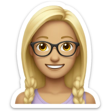 smiling blonde girl portrait with glasses sticker