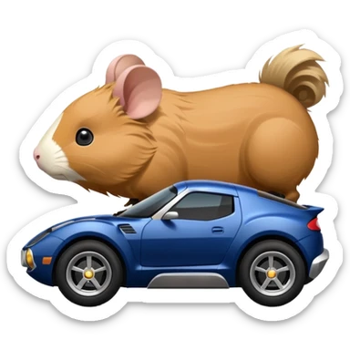 Side view of Midnight blue Local Motors Rally Fighter driven by a Guinea pig  sticker