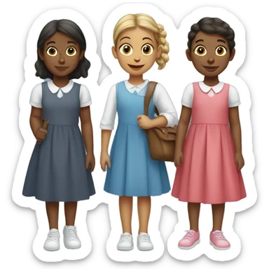 A trio of girls going to church sticker