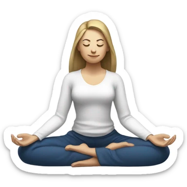 white woman in meditation pose sticker