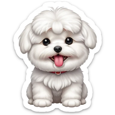 perro bichon maltés blanco con la lengua fuera  sticker