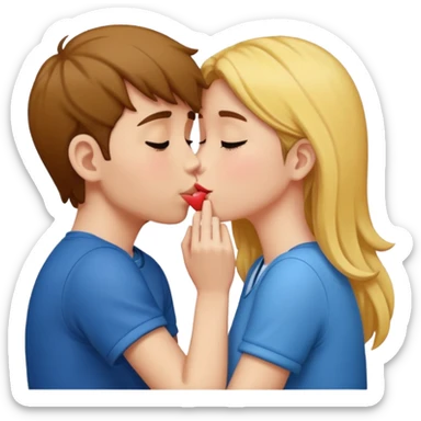 A girl kissing a boy in real life sticker