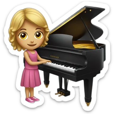 pianist girl with piano sticker