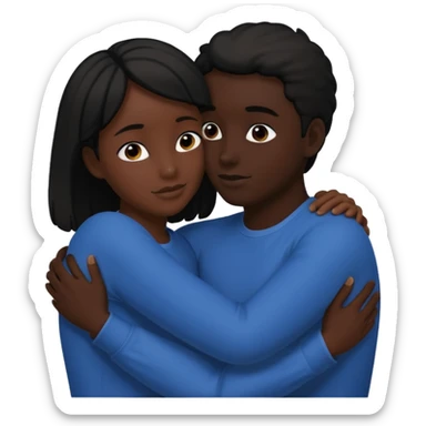 Two people hugging. They are facing each other. Silhouette only.  sticker