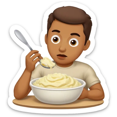 Man eating mashed potatoes sticker