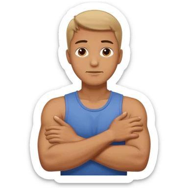 Man strangling  Himself with arms crossed over and grabbing neck tightly sticker