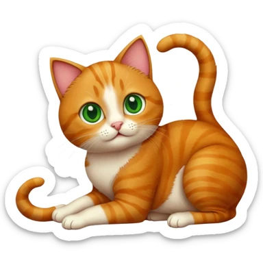 cute cat that just woke up, soft fur, big eyes, stretching, cozy morning light, emoji style sticker