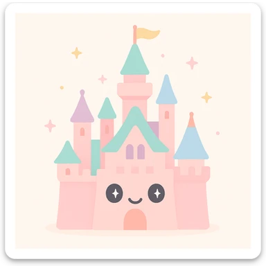 Disneyland castle, magical, pastel colors, dreamy, iconic silhouette sticker