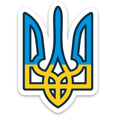 Ukraine national symbol, blue and yellow colors, iconic representation, simple and clear design sticker