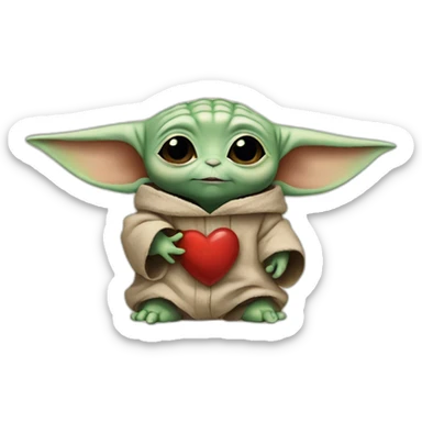 Baby yoda heart sticker