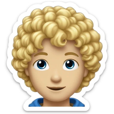 Garçon adolescent cheveux blond yeux bleu cheveux bouclés  sticker