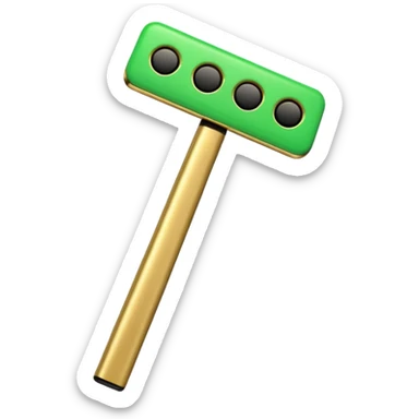 Apple-style 3D emoji of a simplified RAM stick, cartoon-style but recognizable, green with gold edge and black squares representing memory chips. sticker