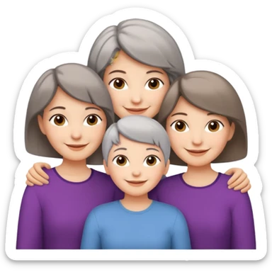 A mum with short Gray hair and her two adult daughters with Light brown hair sticker