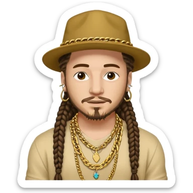 post malone with gold chain necklace, wearing hat, dreadlock hair  sticker