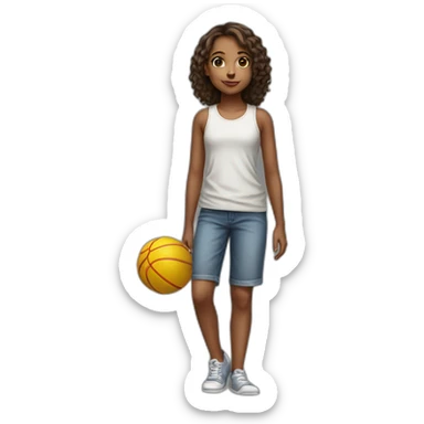 a young girl with a ball in full growth sticker