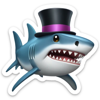Shark with a top hat sticker