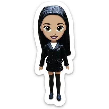  glitter Wednesday Addams.Beach beauty Barbie.full height 1girl sticker