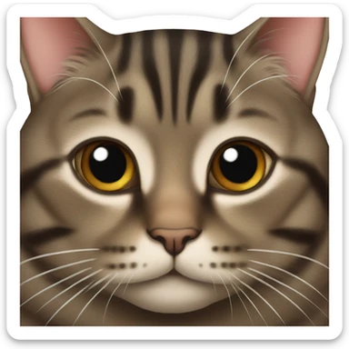A fat dark brown tabby cat sticker