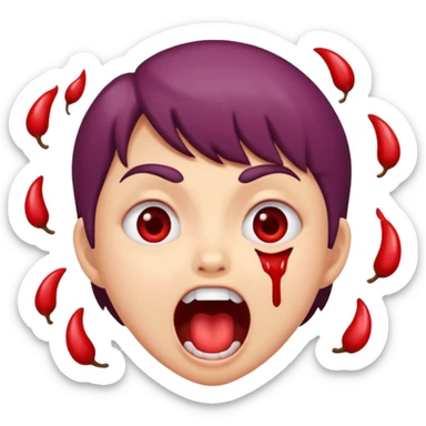 Blood plum cute face screaming  sticker