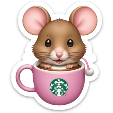 mouse drinking coffee at Starbucks sticker