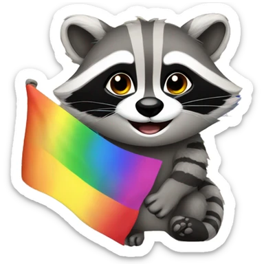 racoon wih rainbow flag sticker