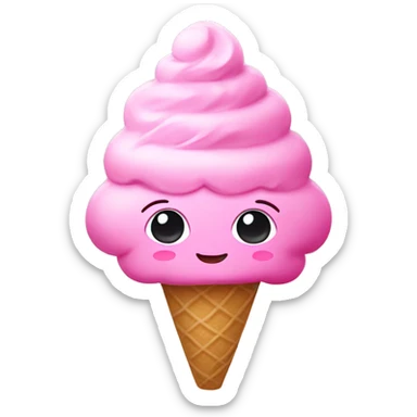 Pink kawaii ice cream sticker
