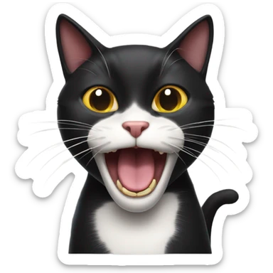 Black cat tongue out  sticker
