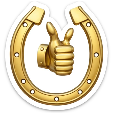 Emoji is an iron golden horseshoe with a thumbs up in the middle (Like) sticker