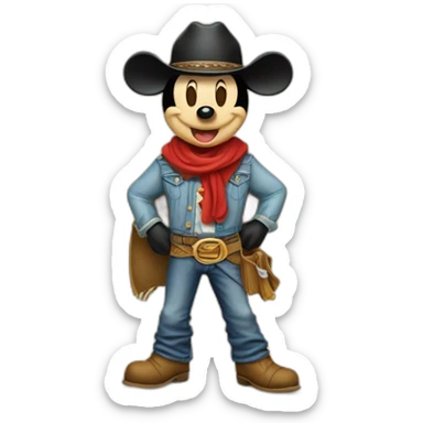 Mickey mouse con un sombrero de vaquero sticker