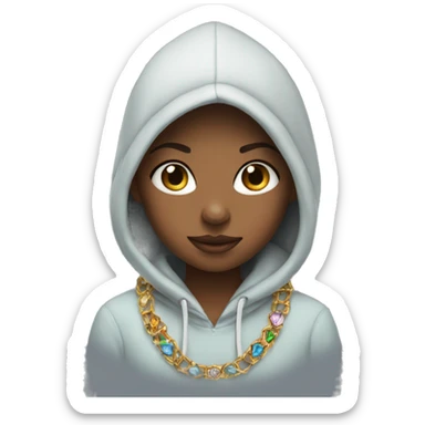girl in hoodie with jewelry sticker