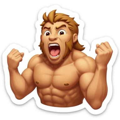 Cinematic Realistic Hercules Portrait, head tilted slightly with a dramatic, wide-open yawn, revealing a moment of relaxed strength. The lifelike textures of his powerful form and subtle, sunlit highlights emphasize his heroic presence even in a state of casual repose. sticker