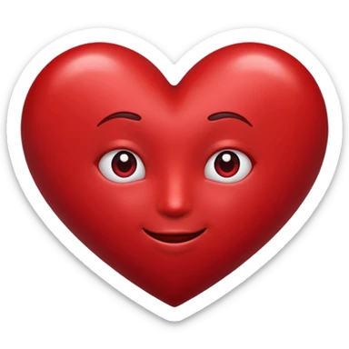 Un cuore grande rosso scuro con sotto faccina innamorata  sticker