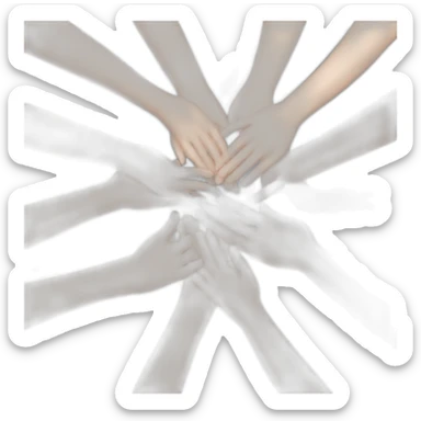 circle of white skin hands on each other sticker