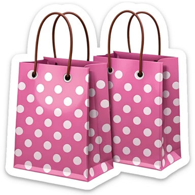 pink and brown polka dot shopping bags sticker
