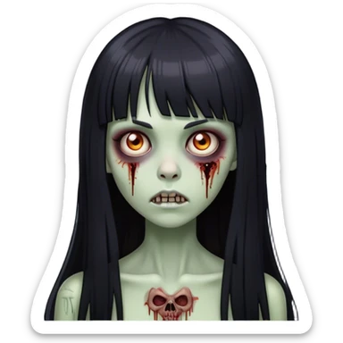zombie girl with straight long black hair and bangs ( like this 🧟‍♀️) sticker