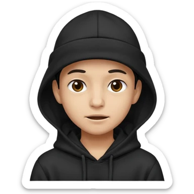 Criei um emoji utilizando boné preto e moletom preto com várias expressões  sticker