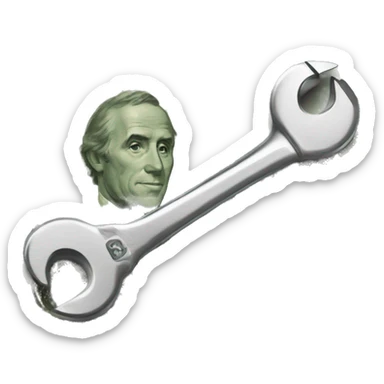 spanner on a one dollar bill sticker