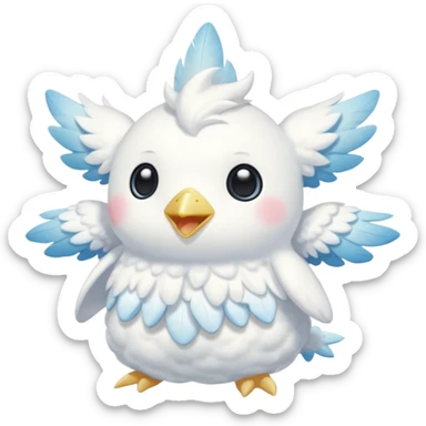 Soft Cloud-Cream Feather-Fluffed Cotton-Textured Puffy Tiny Angelic Togekiss-Vernid-hybrid-creature (full body) sticker