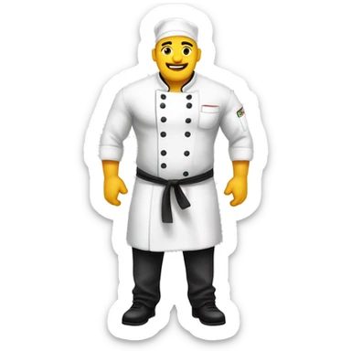 Chef fuerte fitness con su ropa amarilla sticker