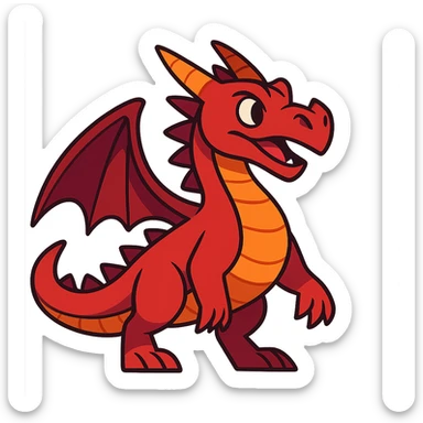 red dragon in vibrant toon style sticker