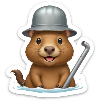 laughing capybara with a stainless steel tube hat sticker