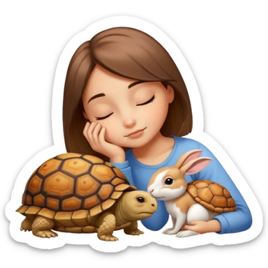 Tortu qui dort et lapin qui mange sticker