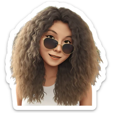 smiling girl with sunglasses sticker