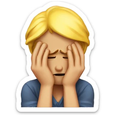 Head in hands so sad sticker