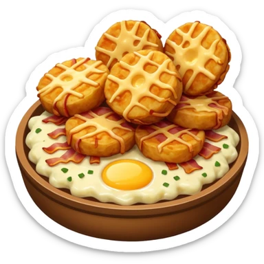 Crispy, coin-shaped tots filled with gooey cheese, savory bacon bits, and fluffy potatoes. sticker