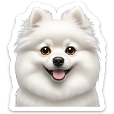 white pomeranian with black ear  sticker