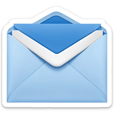 a white postcard in a blue mailing envelope sticker